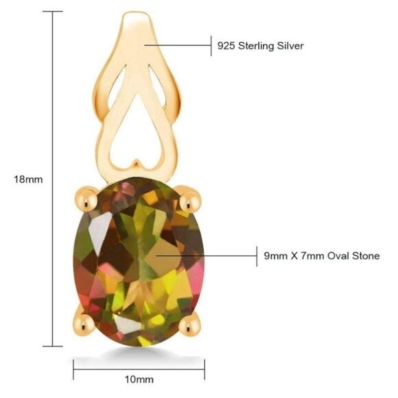 18K Yellow Gold 925 with 3.60 Cttw Mango Mystic Topaz Oval Post Drop Earrings - Picture 4 of 4